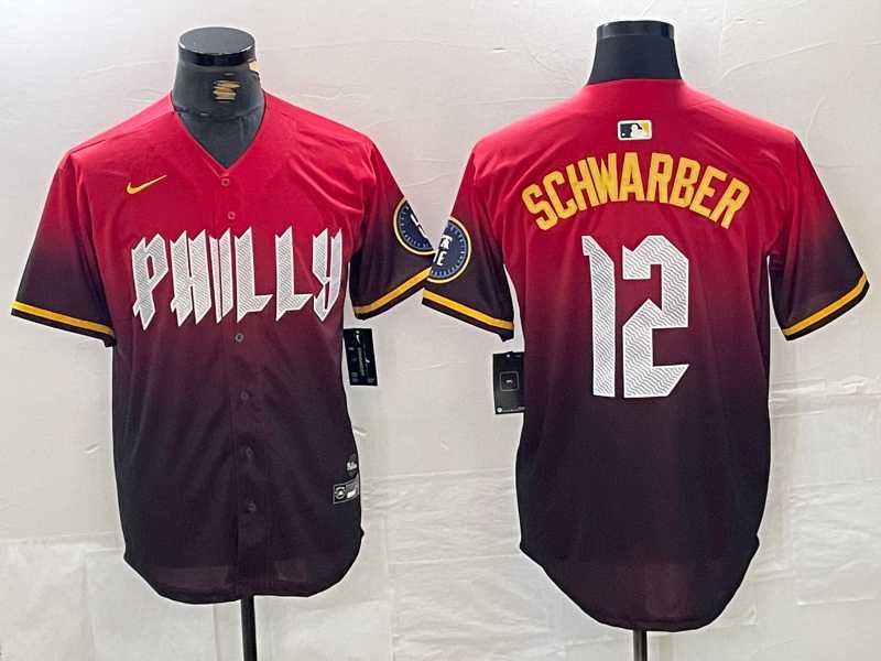 Mens Philadelphia Phillies #12 Kyle Schwarber Red 2024 City Cool Base Jersey->philadelphia phillies->MLB Jersey